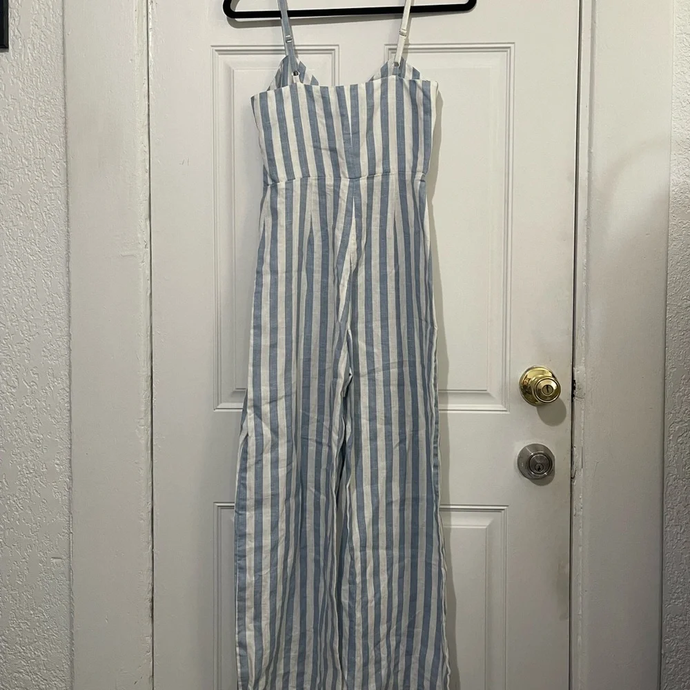 Reformation‎ Torta Striped Linen Jumpsuit Size 0